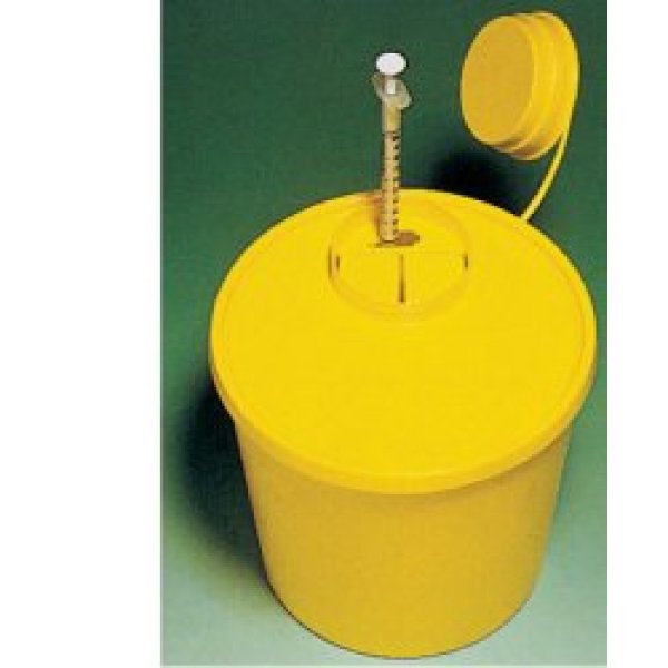 CONTENITORE DI SICUREZZA ECOLOGICO PROGETTATO PER EVITARE ILCONTAGIO PROFESSIONALE DA HIV. REALIZZATO IN POLIPROPILENEPUO' ESSERE STERILIZZATO
