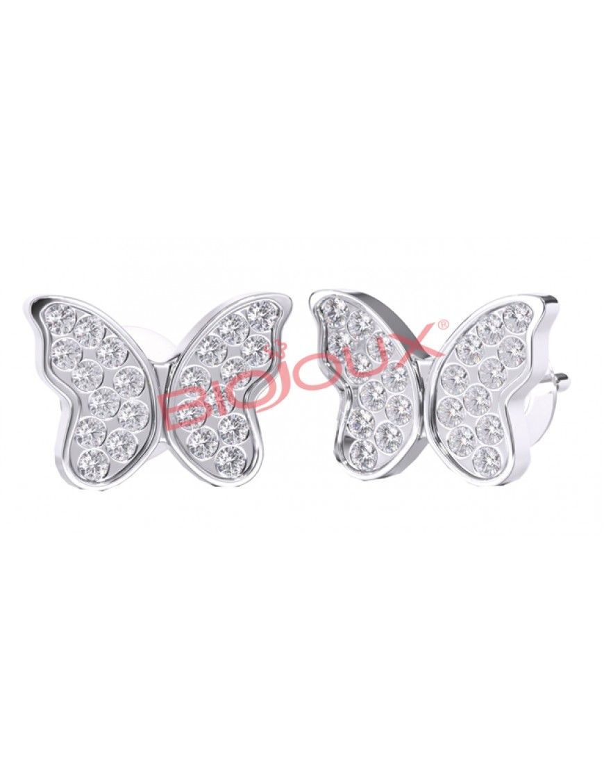 BJT979 ORECCHINI POST-FORATURA BUTTERFLY CRYSTALS 10MM