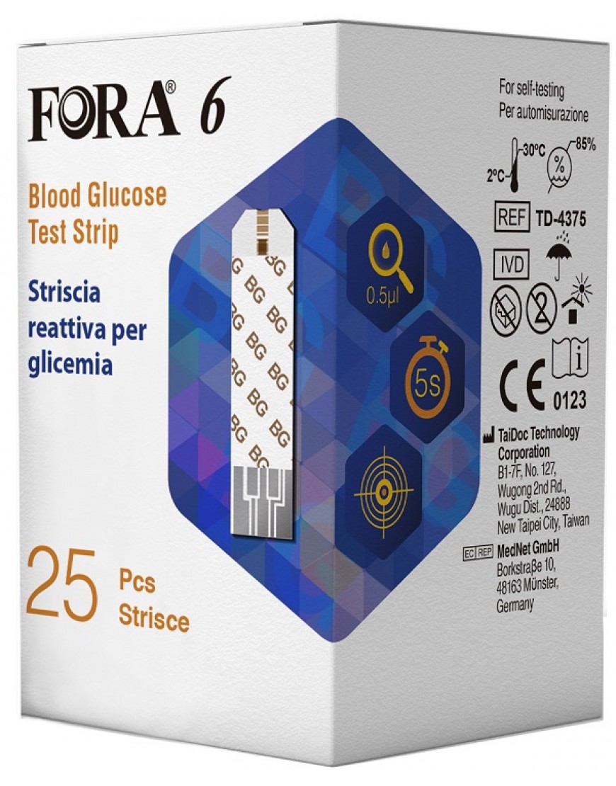 STRISCE MISURAZIONE GLICEMIA FORA 6 CONNECT BOX DA 25 PEZZI