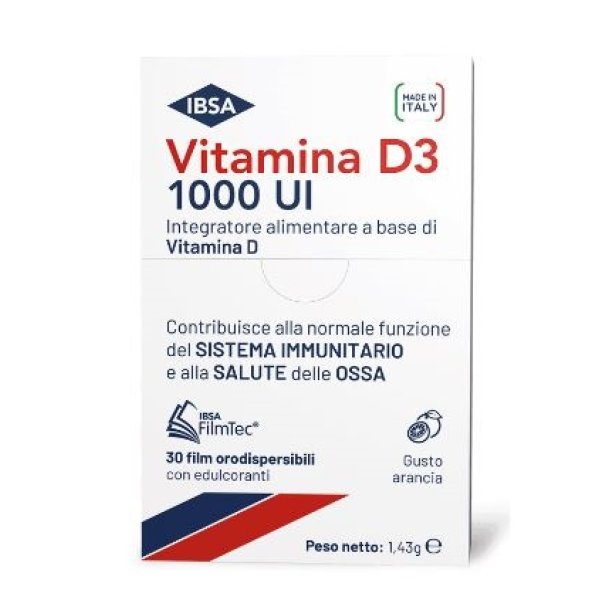 VITAMINA D3 IBSA 1000UI 30 FILM ORODISPERSIBILI VITAMINA D3 IBSA 1000UI 30 FILM ORODISPERSIBILI
