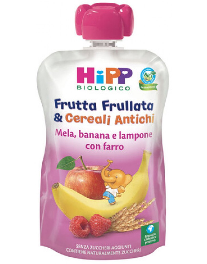 HIPP FRUTTA FRULL&CEREALI ANTICHI MELA BANANA LAMPONE FARRO90 G