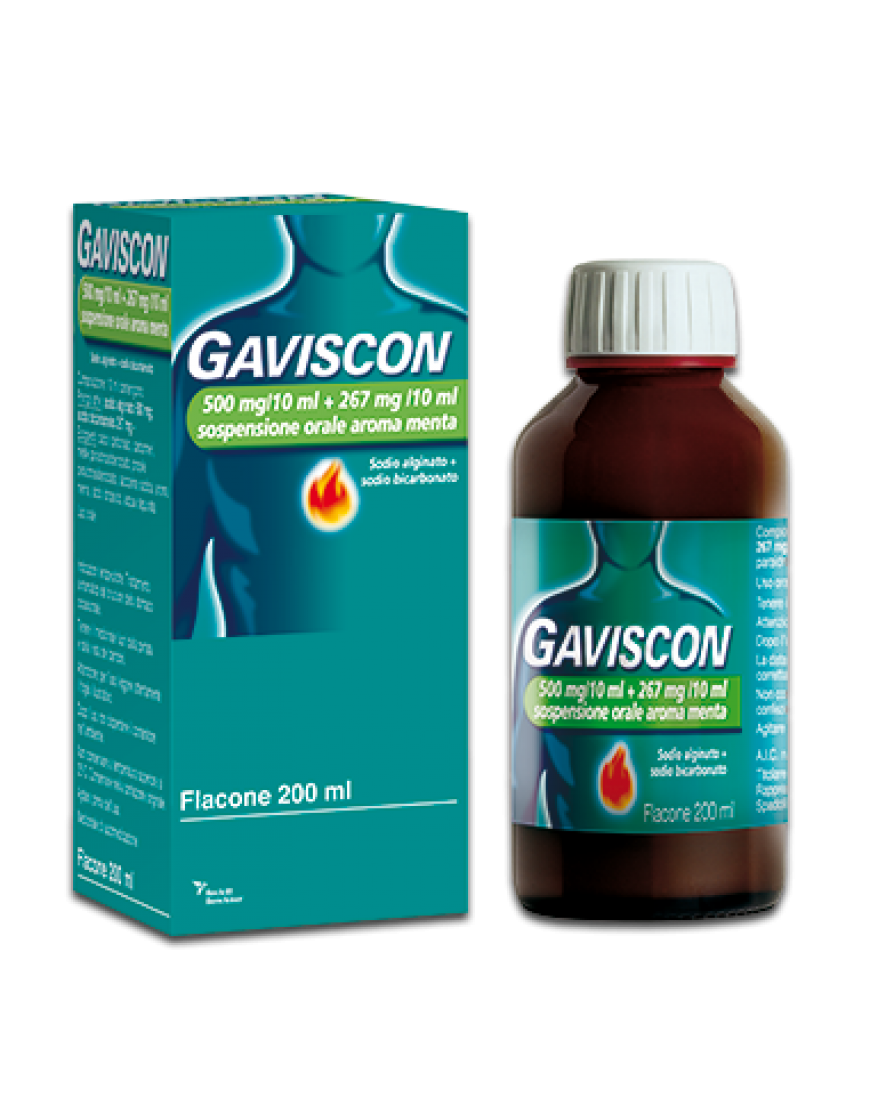 GAVISCON*orale sosp 500 mg + 267 mg/10 ml 200 ml menta